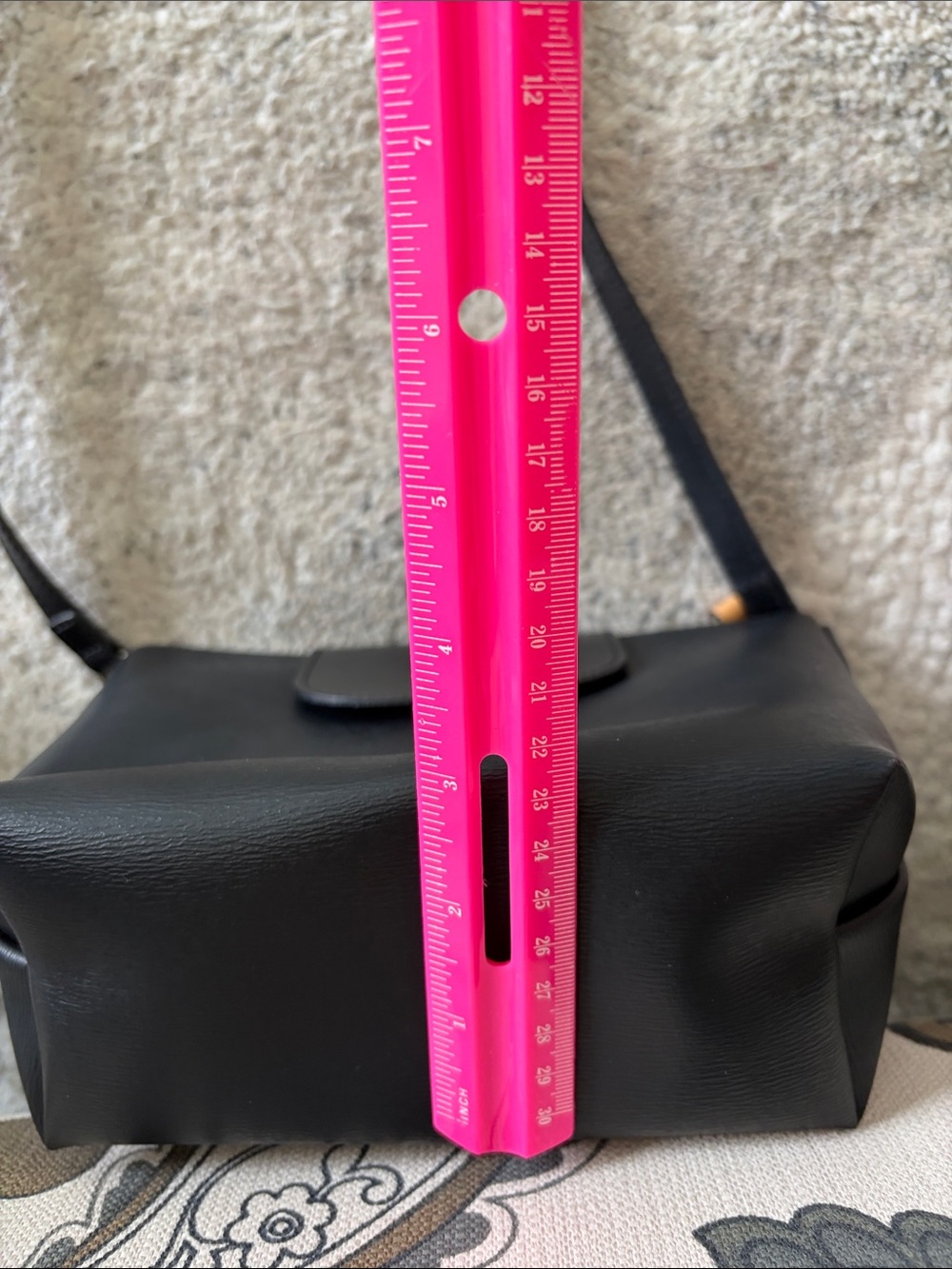 Longchamp Black Crossbody with Tan Leather Pull Tab - Picture 10 of 11